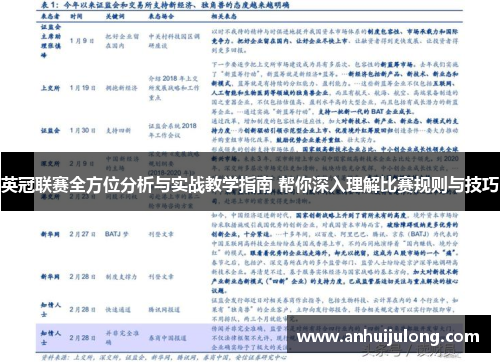 英冠联赛全方位分析与实战教学指南 帮你深入理解比赛规则与技巧
